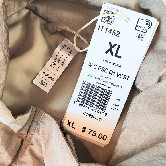 Adidas Women's XL City Escape Crop Vest Jacket Blanch Cargo Sporty Brown Zip - Picture 8 of 13